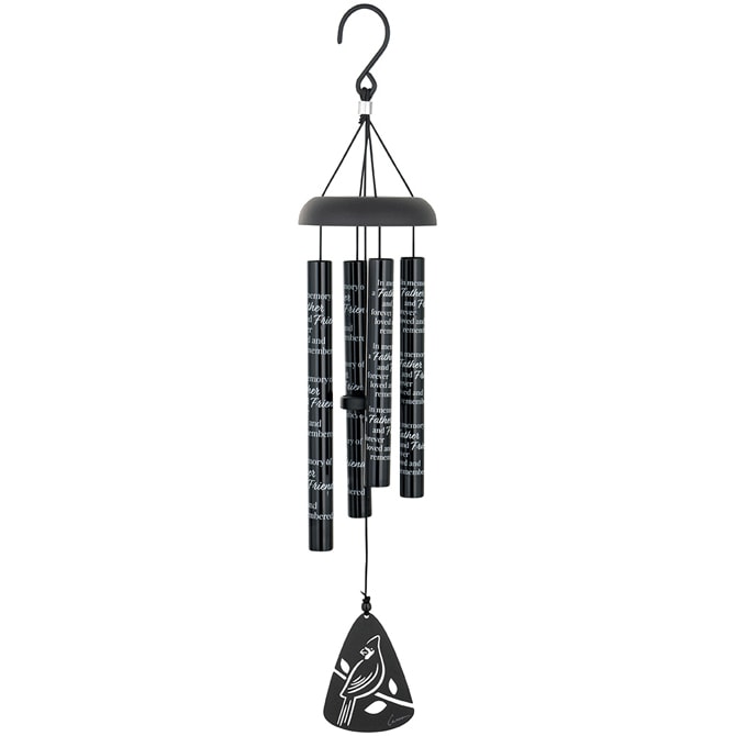 Black memorial wind chime with a bird pendant