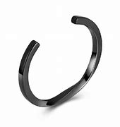 Black open cuff bracelet on a white background