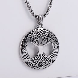 Silver pendant necklace with a circular cutout design
