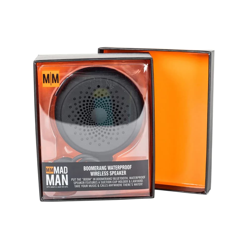 Boxed waterproof wireless speaker with orange packaging