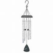 Hanging metal wind chime with multiple silver tubes