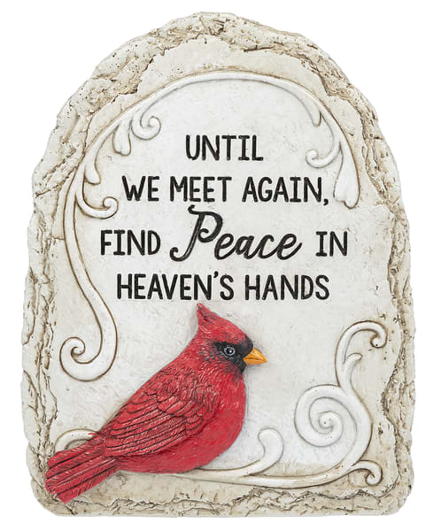 Decorative memorial plaque with a red cardinal and sympathy message
