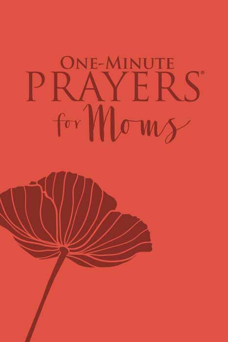 Coral card with the words "One-Minute Prayers for Moms" and a flower illustration