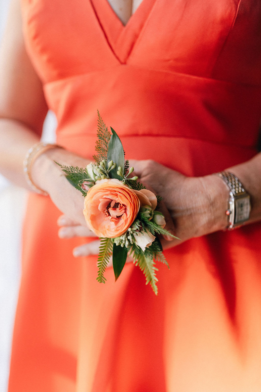Floral Corsage Ring - A twist on the classic corsage, this blooming beauty is a wearable floral accessory set on a ring.  Great for weddings, proms, or just to feel fancy!  Let us know in the special instructions if you have a color preference.  Photo credited to Jill Meriwether.