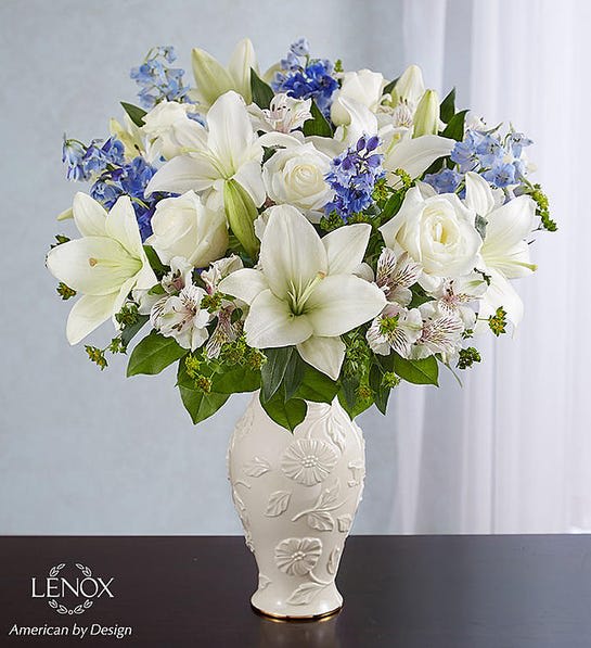 Loving Blooms in blue Lenox - mix white flowers with touch of blue in lenox
