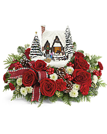 THOMAS KINKADE - FLOWERS WITH THOMAS KINKADE HOUSE 