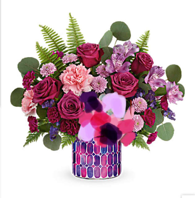 DAZZLE MOM  - NOT ACTUAL PICTURE FLOWERS BASED ON AVAILABILITY ON THIS BEAUTIFUL DAZZLE CONTAINER MOSAIC TILES