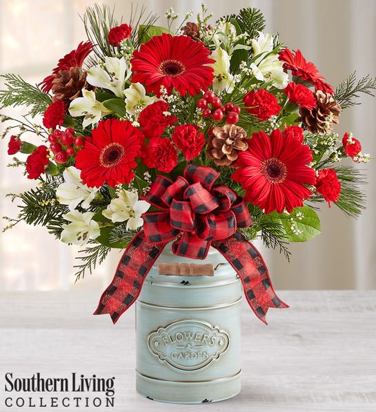 Rustic Christmas - flowers in rustic container
