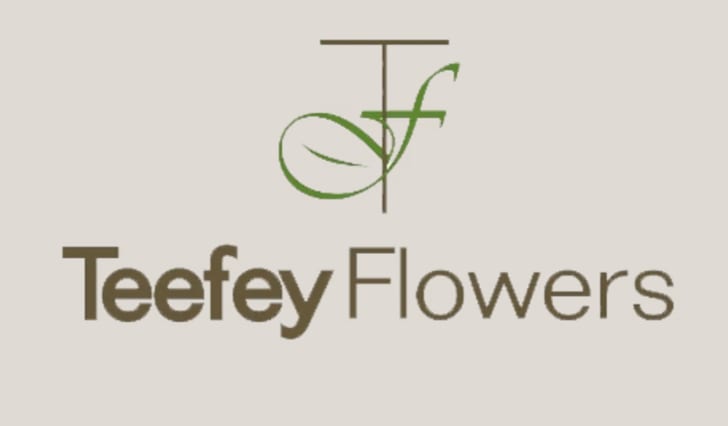 Teefey Flowers logo on a beige background