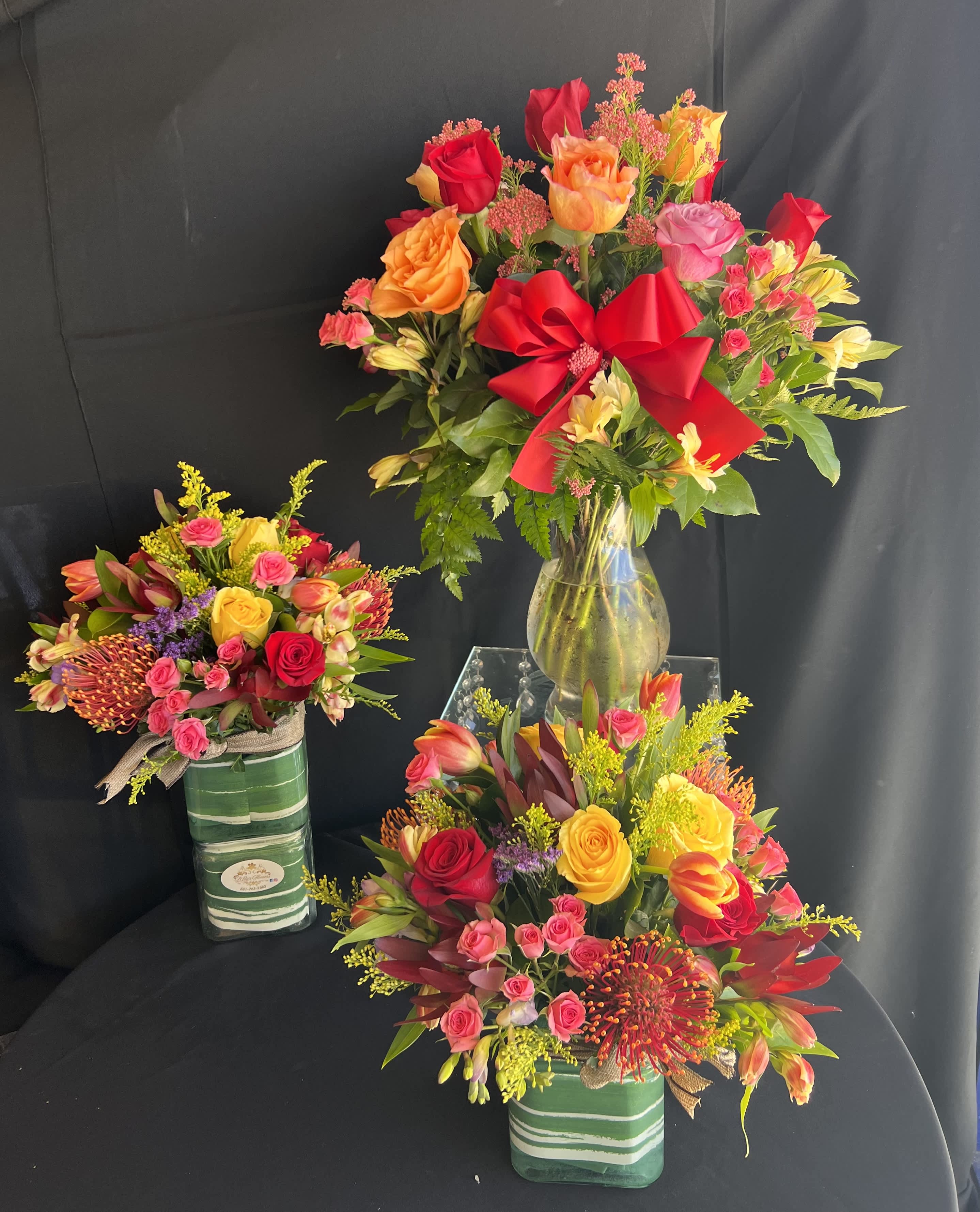 Colorful Set  - Three colorful flower arrangements ready to go for any occasion! Mix flowers to make someone feel special. Perfect for mother's day ! 