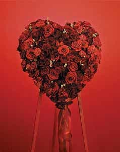 SF74-11 Monochromatic Red Rose Heart Easel - As Shown : SF74-11