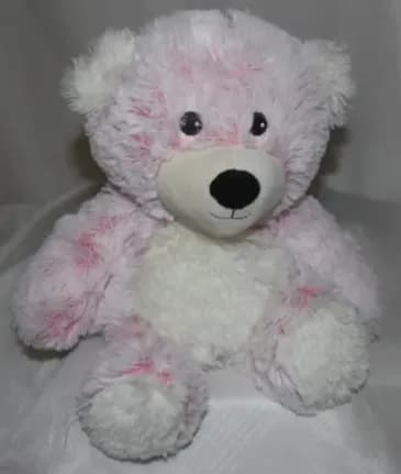 Pink and white teddy bear plush toy
