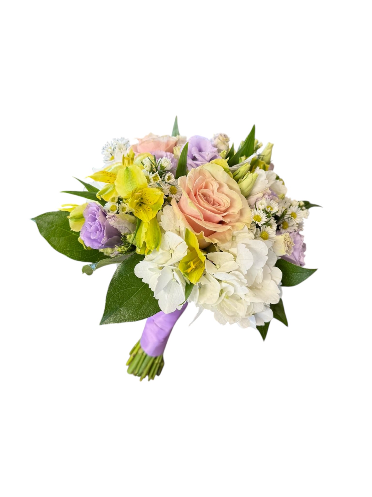 Mixed Flower Handtied - A classic round handtied bouquet of mixed flowers with a soft and spring-like color palette. Colors can be changed if specified in special instructions.
