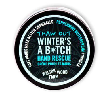 Round tin of Winter's A B*tch hand rescue cream