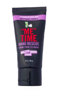 Black tube of hand cream with purple and red text