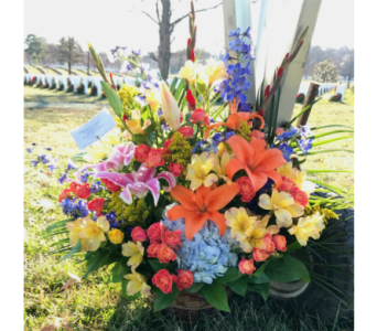 SUMMER FIELDS BASKET [TT-ANC72] - SUMMER FIELDS BASKET ARRANGEMENT BY TWIN TOWERS FLORIST      As Shown : TT-ANC72 