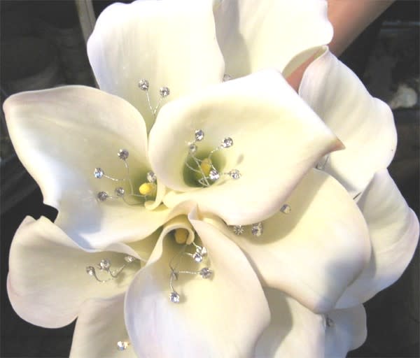 White calla lilies with jeweled accents