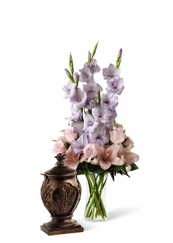 Always &amp; Forever Bouquet - The Always &amp; Forever Bouquet offers comfort and sweet serenity with its abundance of soft sophistication. Pale pink roses and Asiatic lilies encircle stems of lavender gladiolus perfectly arranged in a clear glass gathering vase, creating a bouquet that speaks of infinite love and lasting peace.