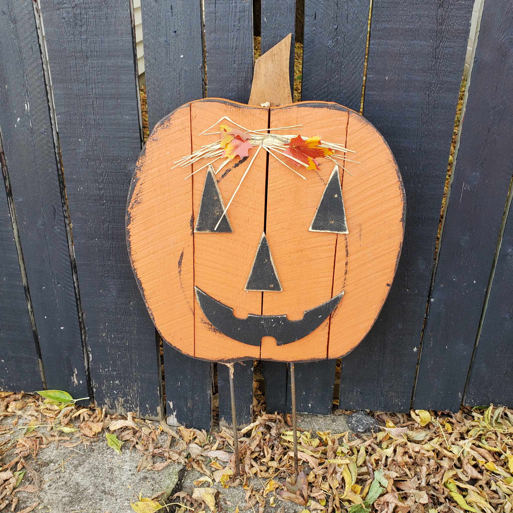 Pumpkin Garden Sign with Stakes - Wooden pumpkin garden sign with stakes.   1 Sign at $39.99 2 Available   Made in the USA