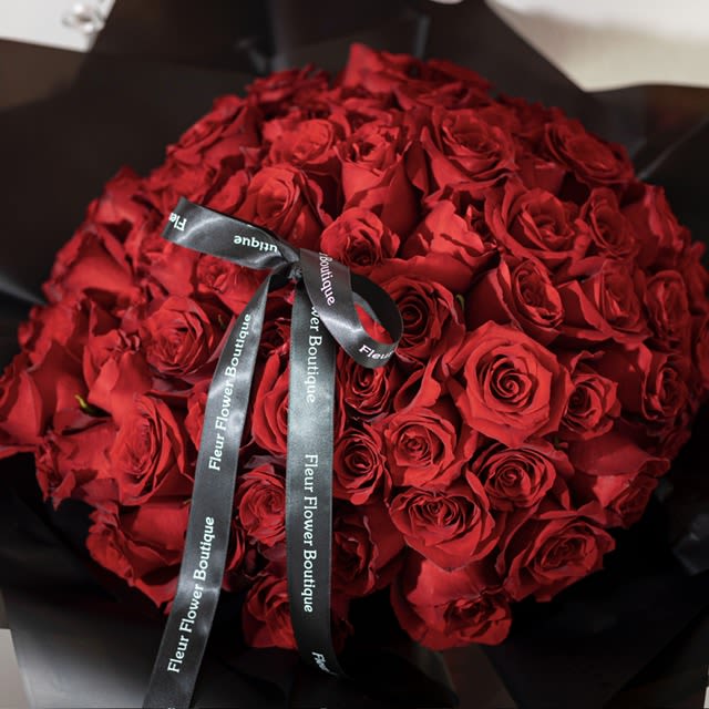 100 RED ROSES BOUQUET  - 100 PREMIUM RED ROSES - STEM 70 CM