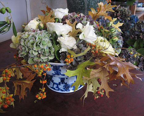 Garden Roses - Express appreciation for a friend or loved one, or just treat yourself to a breathtaking floral poem tailored to your individual taste. Garden Roses, Violets, Rosemary and Judas branches meet in fresh and satisfying harmony. We bring warmth and wit, as well as decades of experience, to delight your eye with the unexpected.  