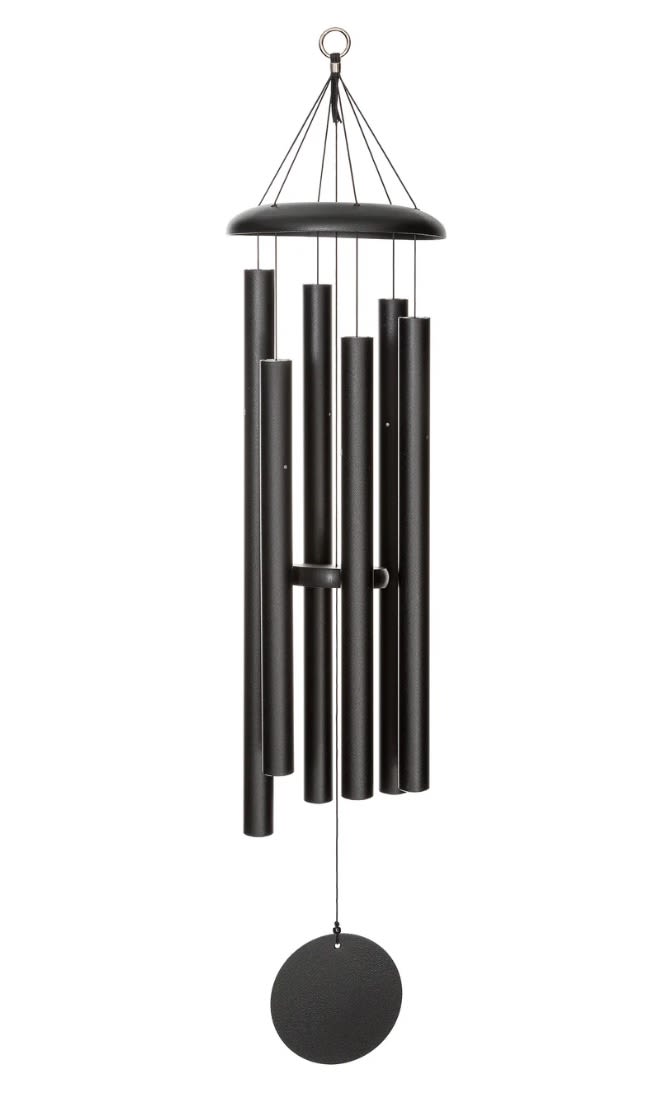 Corinthian Bells 44" Black Wind Chime - A beautiful 44" wind chime tuned to the scale of C  Corinthian Bells are handcrafted in Virginia, with American sourced supplies.