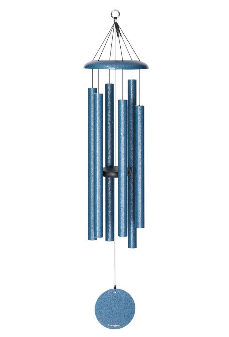 Corinthian Bells 44" Sky Blue Wind Chime - A beautiful 44" wind chime tuned to the scale of C  Corinthian Bells are handcrafted in Virginia, with American sourced supplies.