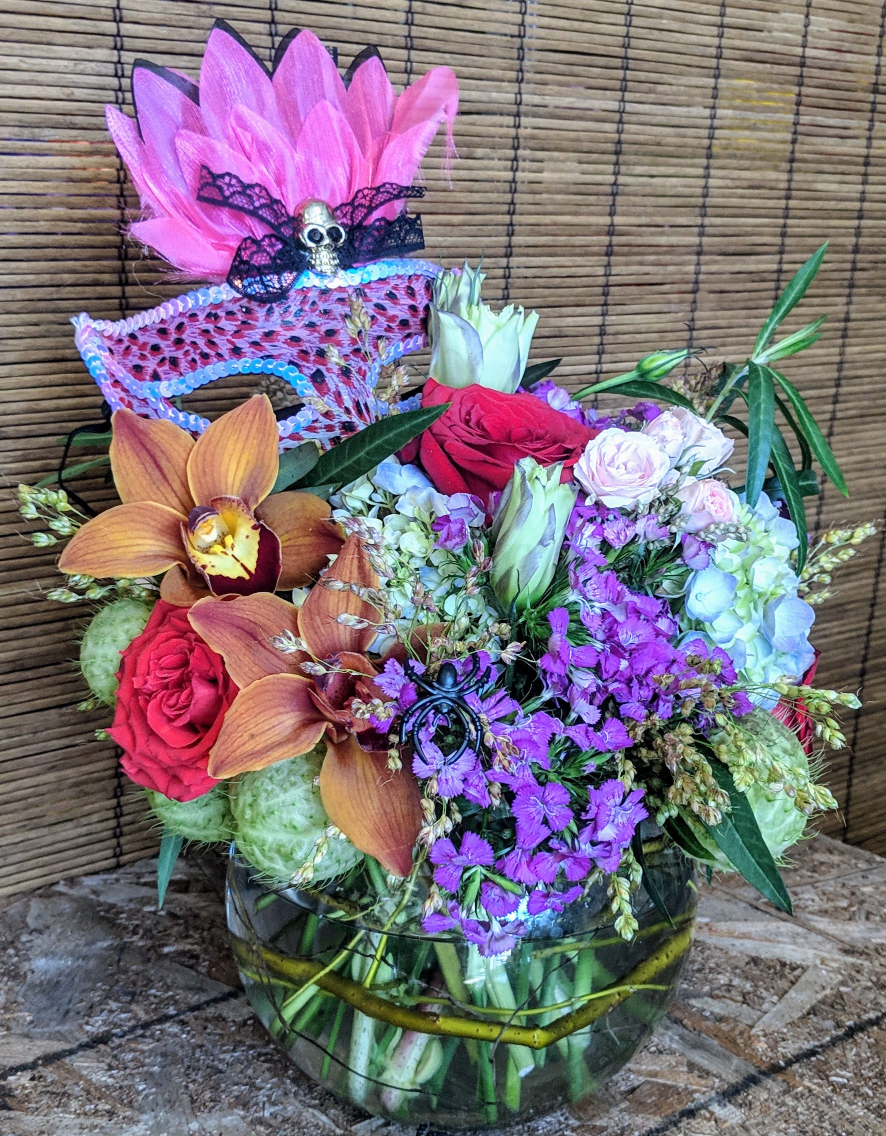 Life is a Masquerade - Going to a Masquerade Party ?  Or just for Fun !  Send a lovely arrangement with a Fun Mask !! We will design one just for you !
