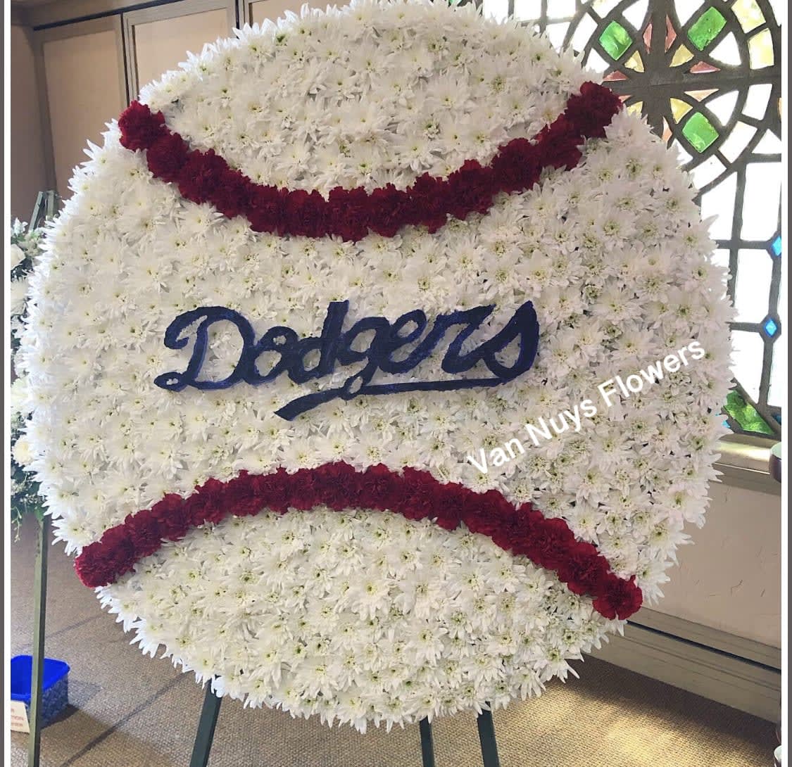 LOS ANGELES LA  DODGERS TRIBUTE FUNERAL BASEBALL FLORAL *2 DAY NOTICE - FOR THE DODGERS  LOVERS FAREWELL FLORAL CUSTOM MADE BASEBALL