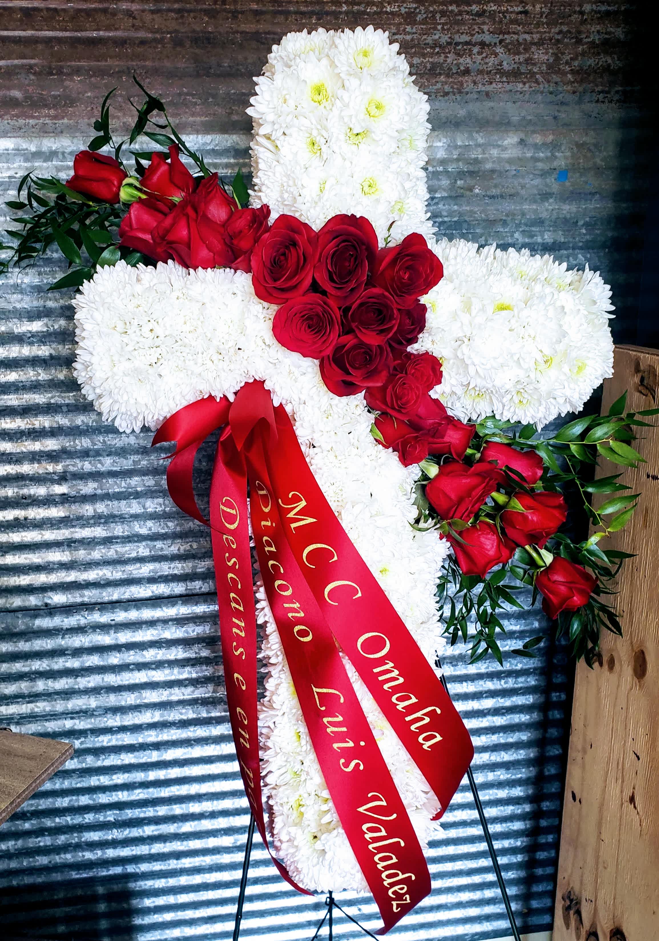 Red and white Cross  - A great tribute that can be personalized 