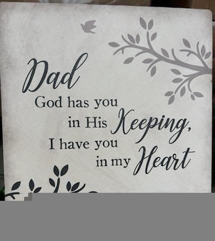 DAD Ceramic Plaque 6x6, with Easel - Dad ceramic plaque, 6x6, with message, easel included 