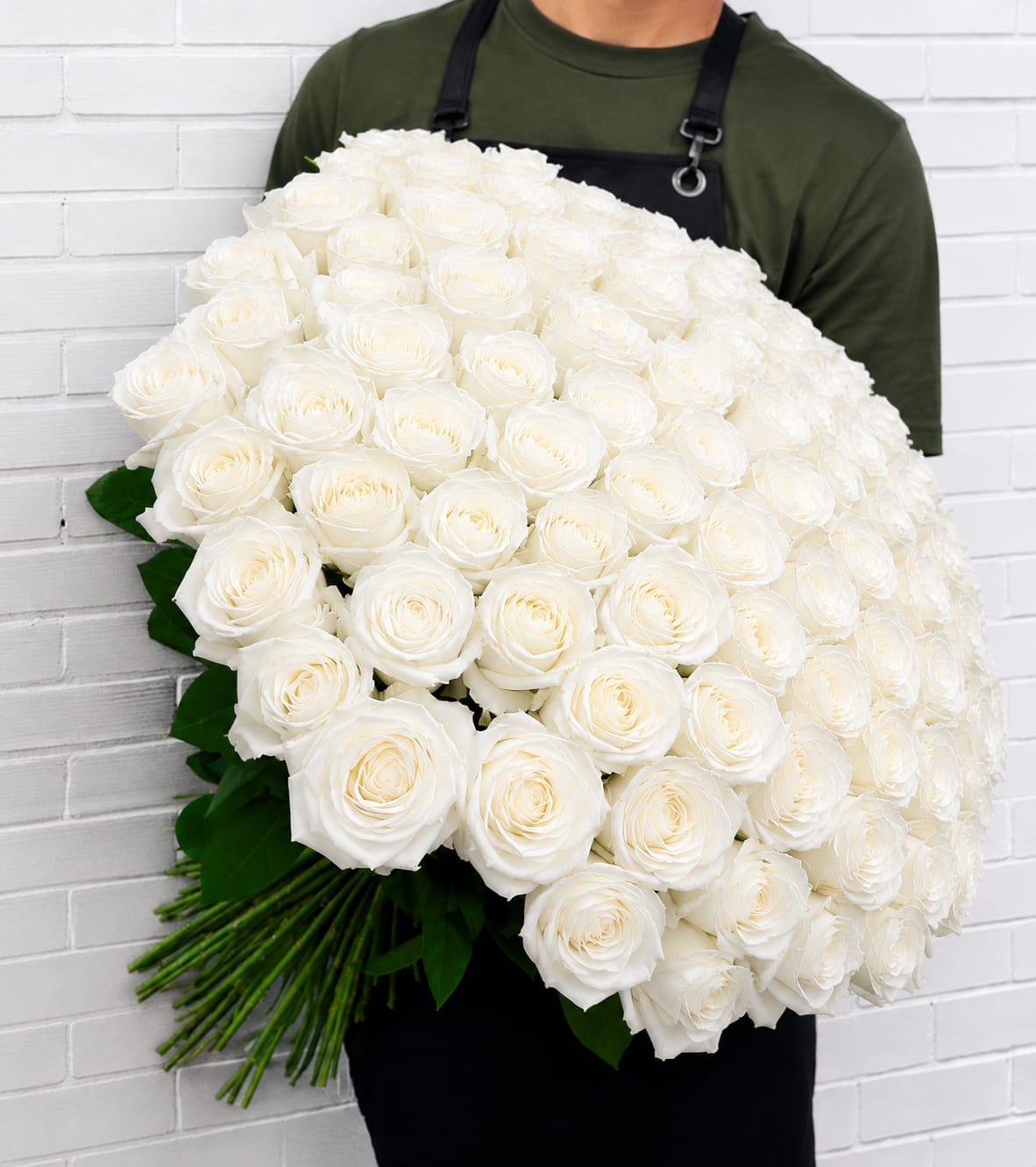 100 WHITE ROSE BOUQUET  - 100 White Rose Bouquet! No vase is included, just the flowers!