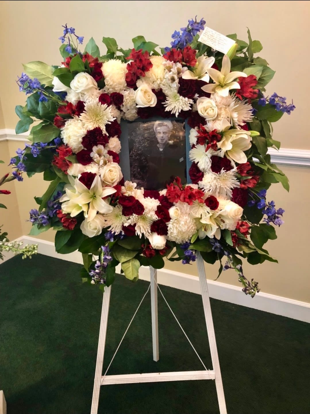 Bless the US - enjoy this beautiful custom red,white,and blue memorial spray