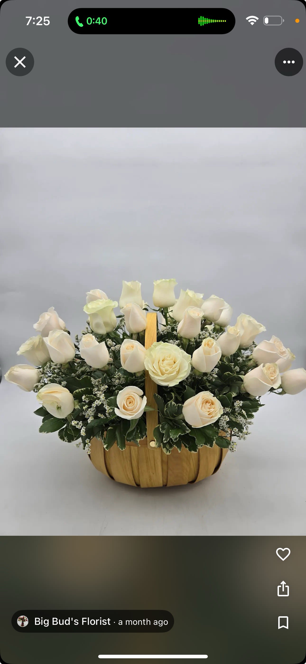 Bountiful Rose Basket by Teleflora - A beautiful, bountiful basket of luminous white roses that feels so fresh, natural, and welcomed in a home or at a service.  