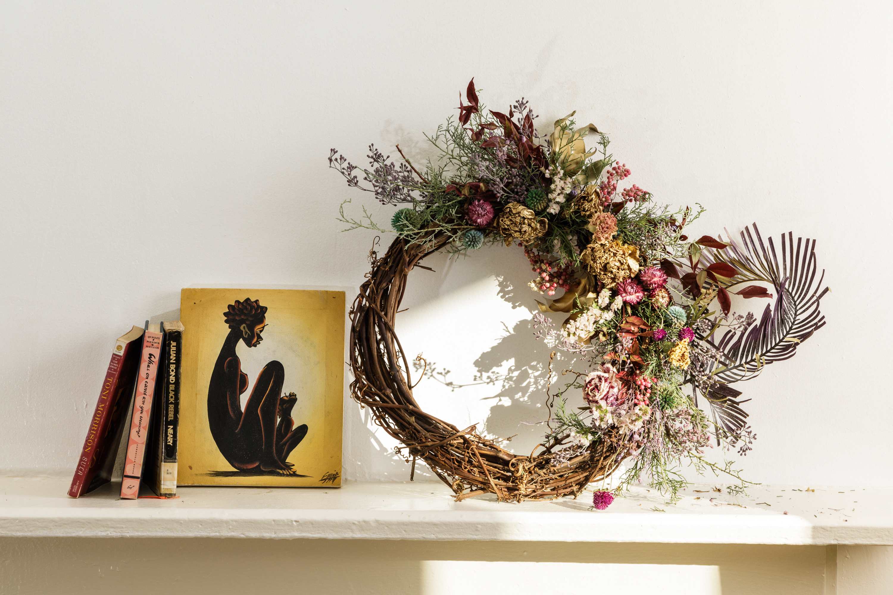 Dried Wreath  - The 24in  - Gift one of our handmade wreaths made with florals dried in-house and fresh winter foliage on a natural grapevine wreath. Each wreath is unique from the next and colors are limited but requests are welcomed. 