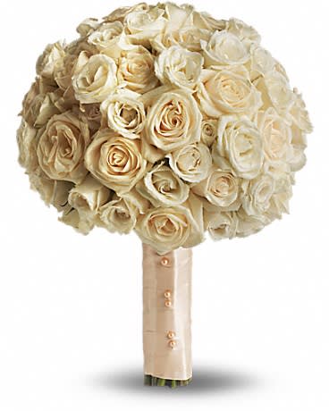 Blush Rose Bouquet - Add a classic touch to your special day with this simply gorgeous bouquet of crÃ¨me roses wrapped with creamy satin ribbon.