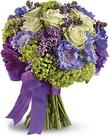 Martha's Vineyard Bouquet - Inspired by the easy elegance of Martha's Vineyard this unique bouquet indulges with green roses fragrant lilacs and lavender hydrangea.