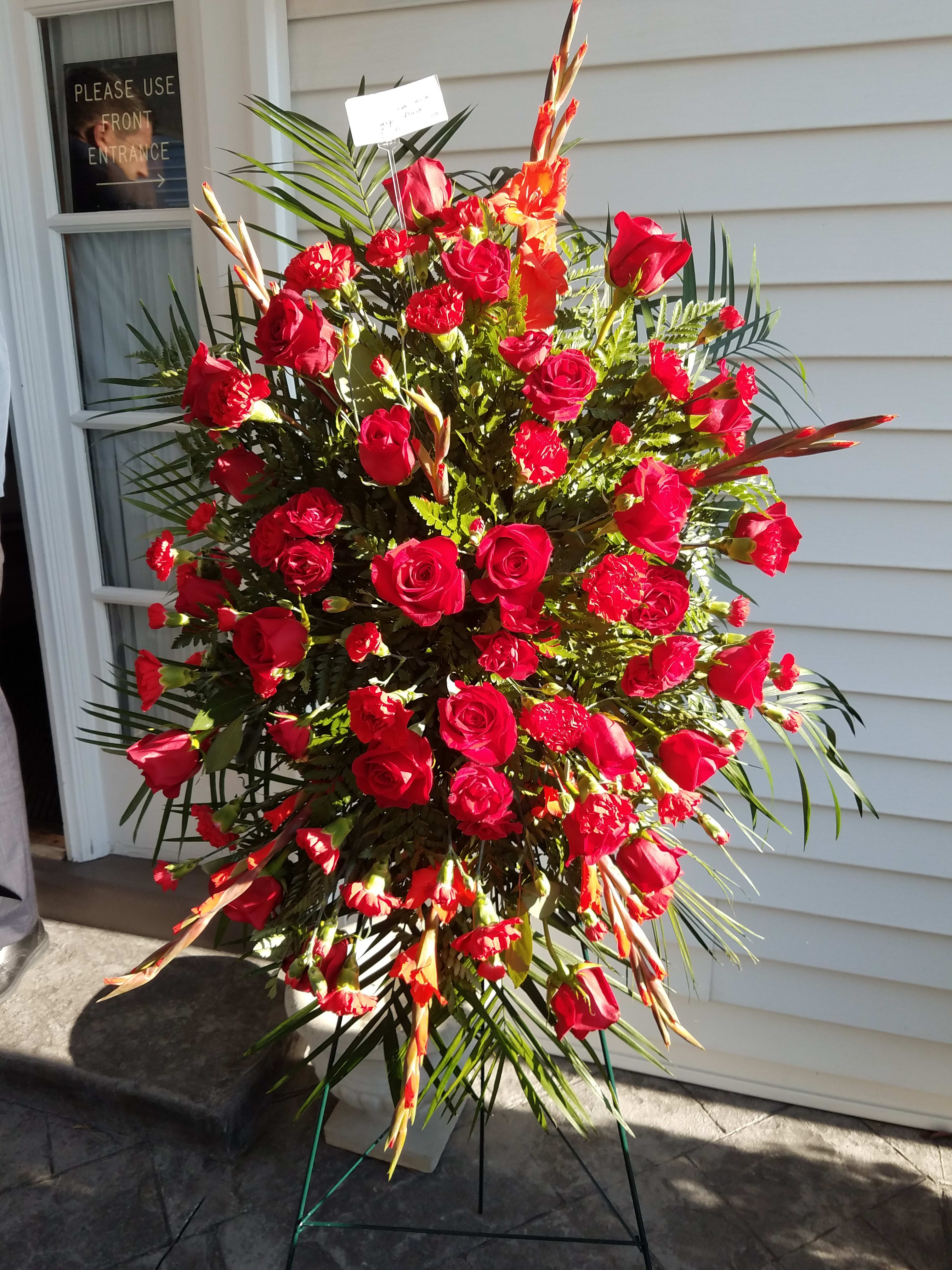 Sending Love Spray - Our freshest flower available in season in the color of love.  Send them the warmest wishes you can at this difficult time.