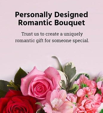 Pink and red rose bouquet with pink filler flowers
