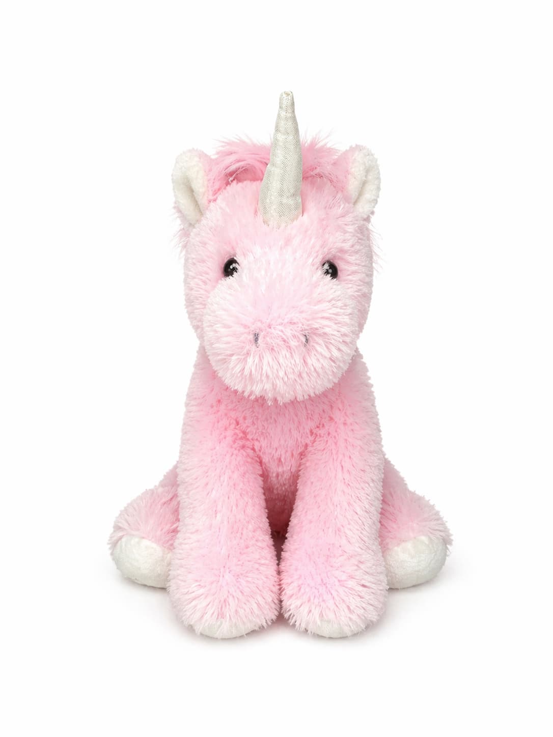 Plush- Pink Unicorn 14" - A soft pink unicorn with fluffy fur, a shiny horn, and bright, sweet eyes. This plush brings a soft touch of magic to any space. 