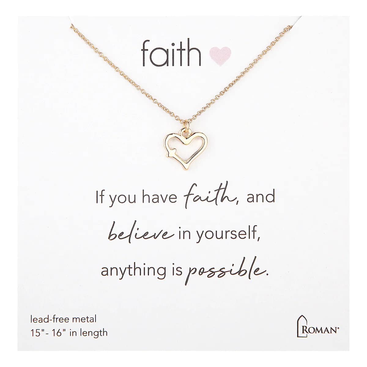 Gold Faith Heart Necklace  - A simple and elegant necklace designed to inspire. Featuring a dainty chain and heart pendant, this piece carries an uplifting message. It's perfect for everyday wear or as a meaningful gift for someone special. 