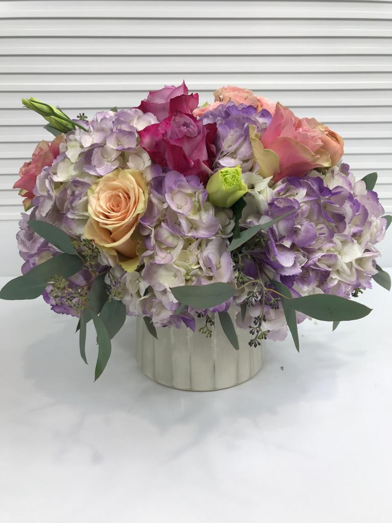 Soft Touch - Collection of soft pastel colors in a beautiful pearl tone ceramic vase.  Elegant and perfect for any occasion.