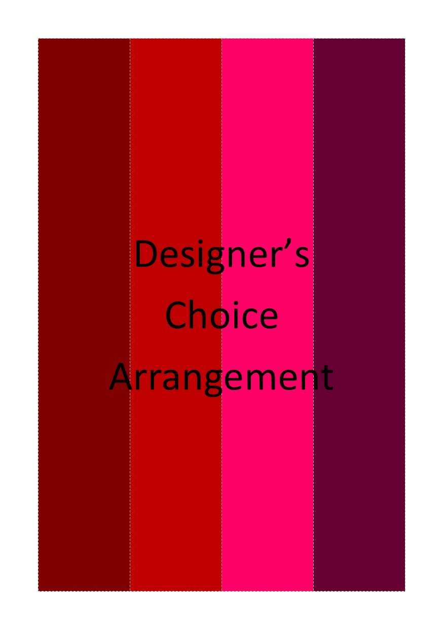 Designer’s choice arrangement sign with four vertical color bands