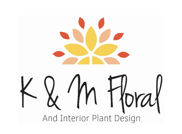 K &amp; M Floral logo with a stylized flower icon and text