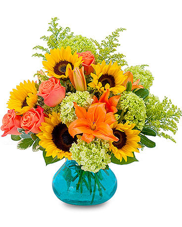 Outstanding Day - Sending this bright color combination of fresh flowers is like sending wishes for an Outstanding Day! 