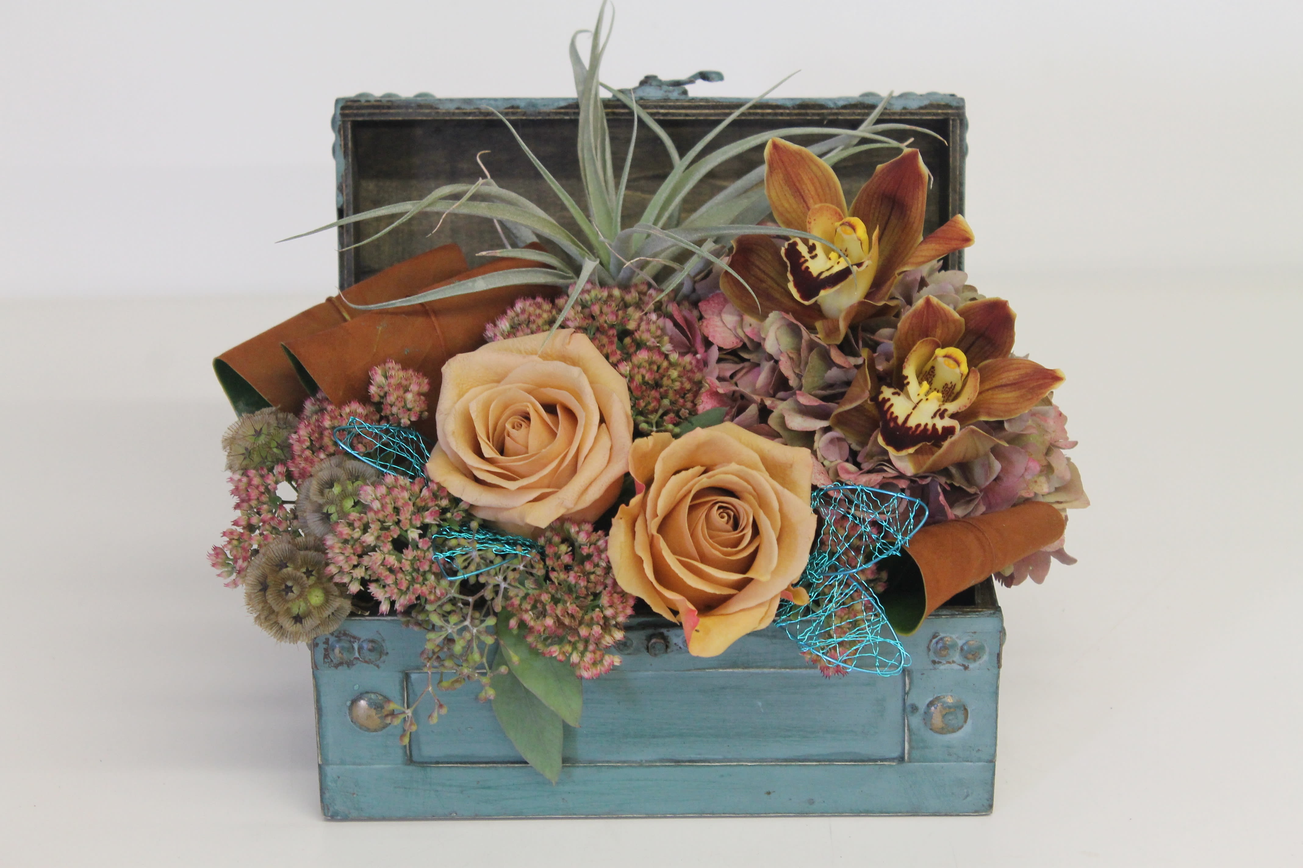 Blue Chest - Hydrangea, Orchid, Rose