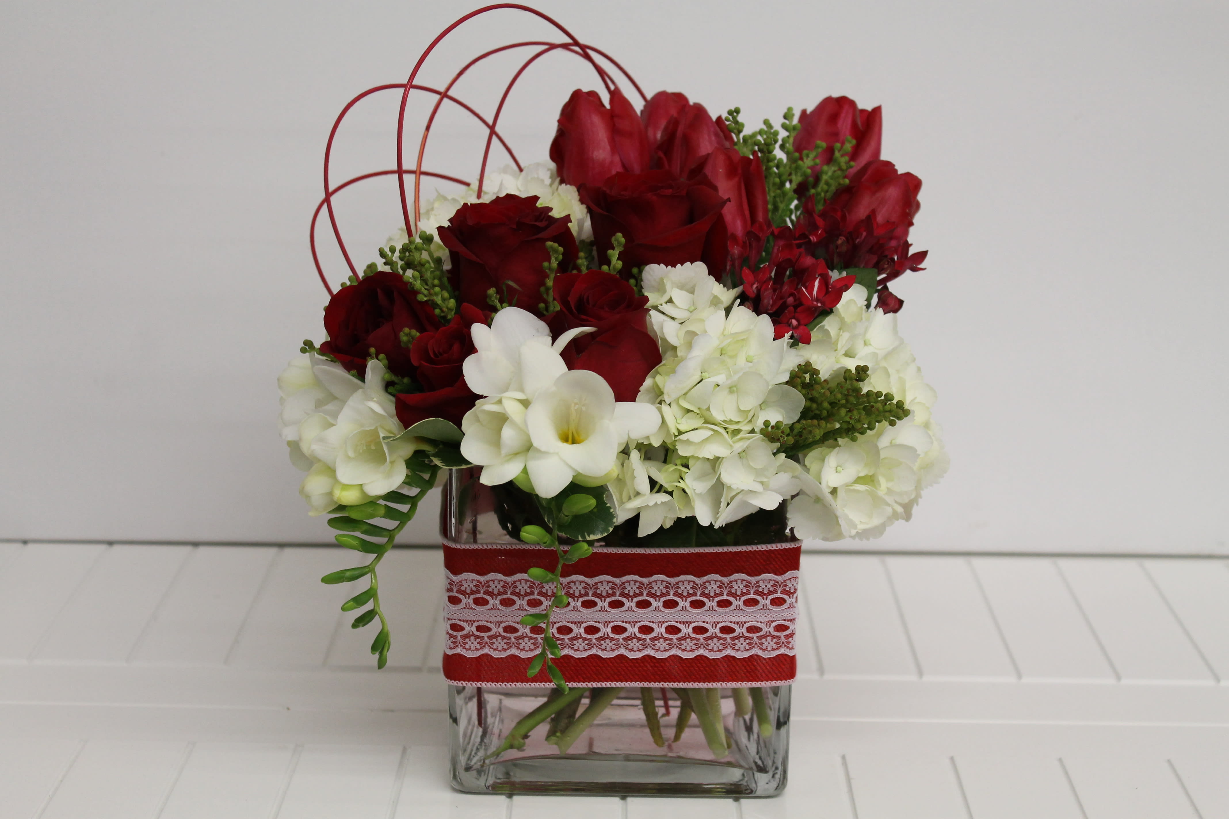 The Pure Love - Hydrangea, Rose, Tulip, Freesia