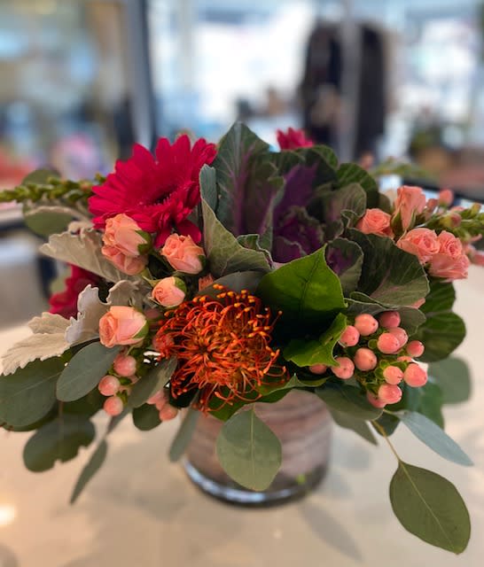 Feeling Good! - glass vase filled with everyones favorite blooms 