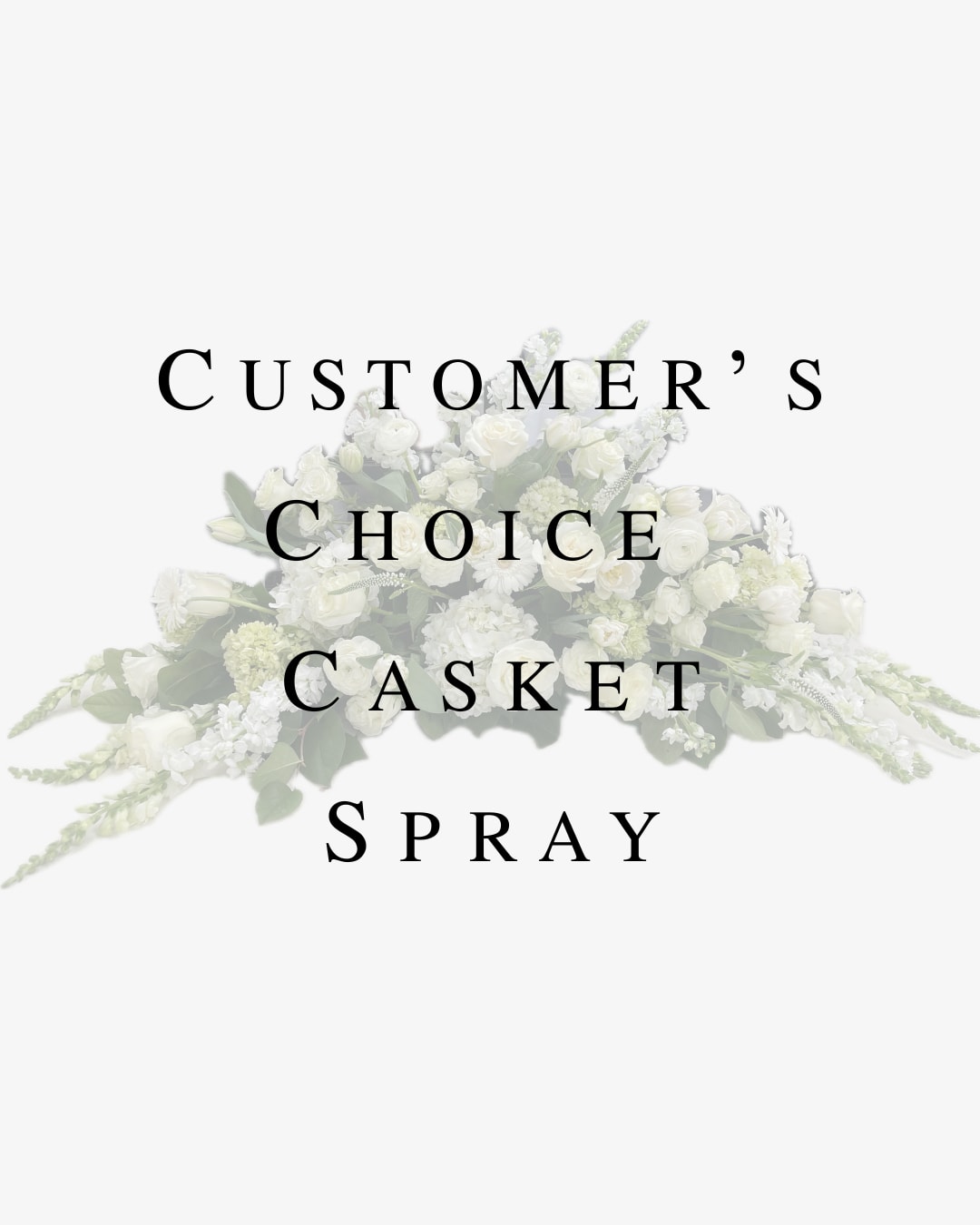 White casket spray with mixed flowers and greenery