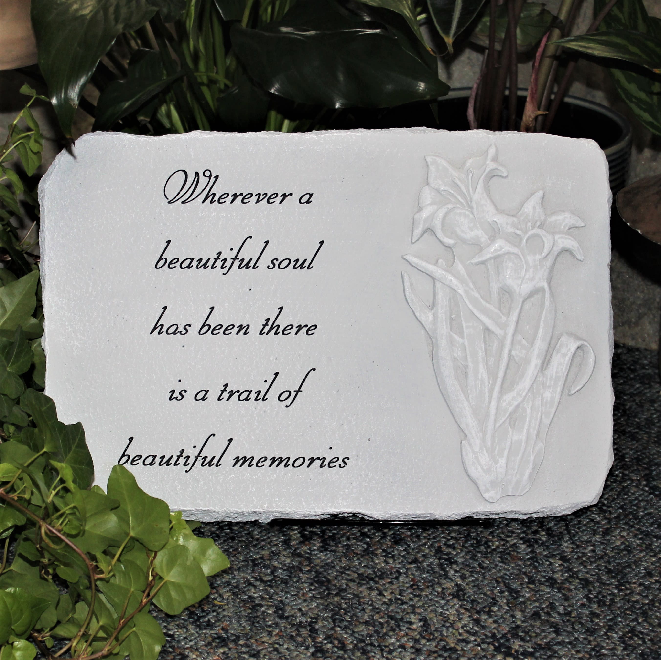 Where ever a beautiful soul - garden stone with stand 10" x 15"